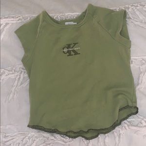 Green vintage CK crop top